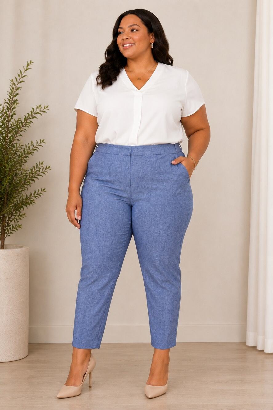 Halogen NWT Plus Size 22 Blue Chambray Career Ankle Pants